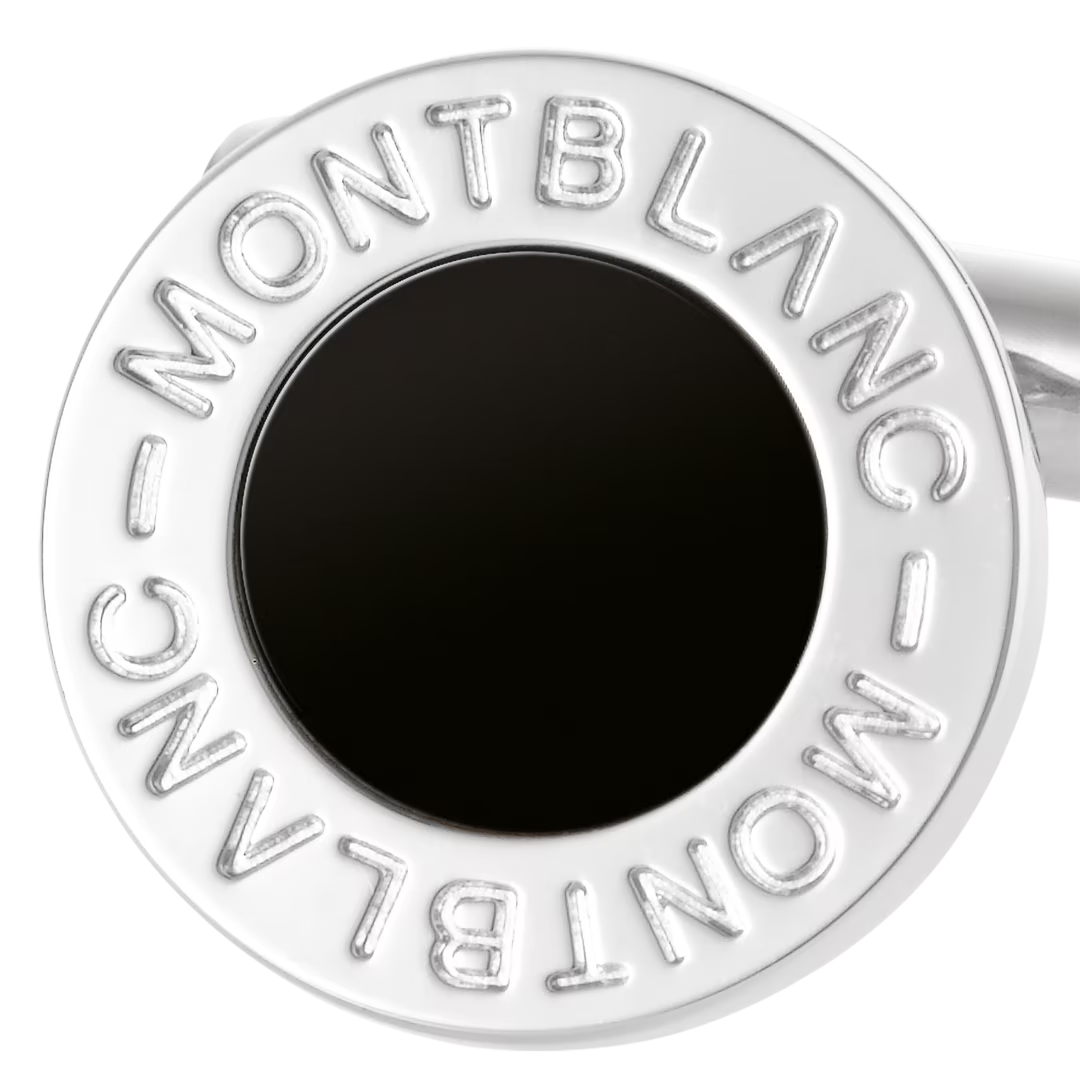 CUFFLINKS ELE STEEL ROUND W ONYX