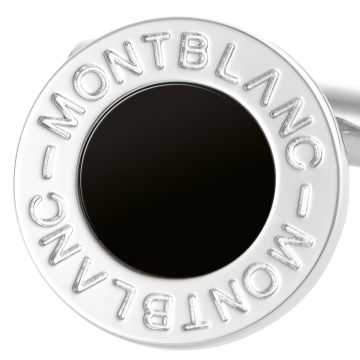 CUFFLINKS ELE STEEL ROUND W ONYX