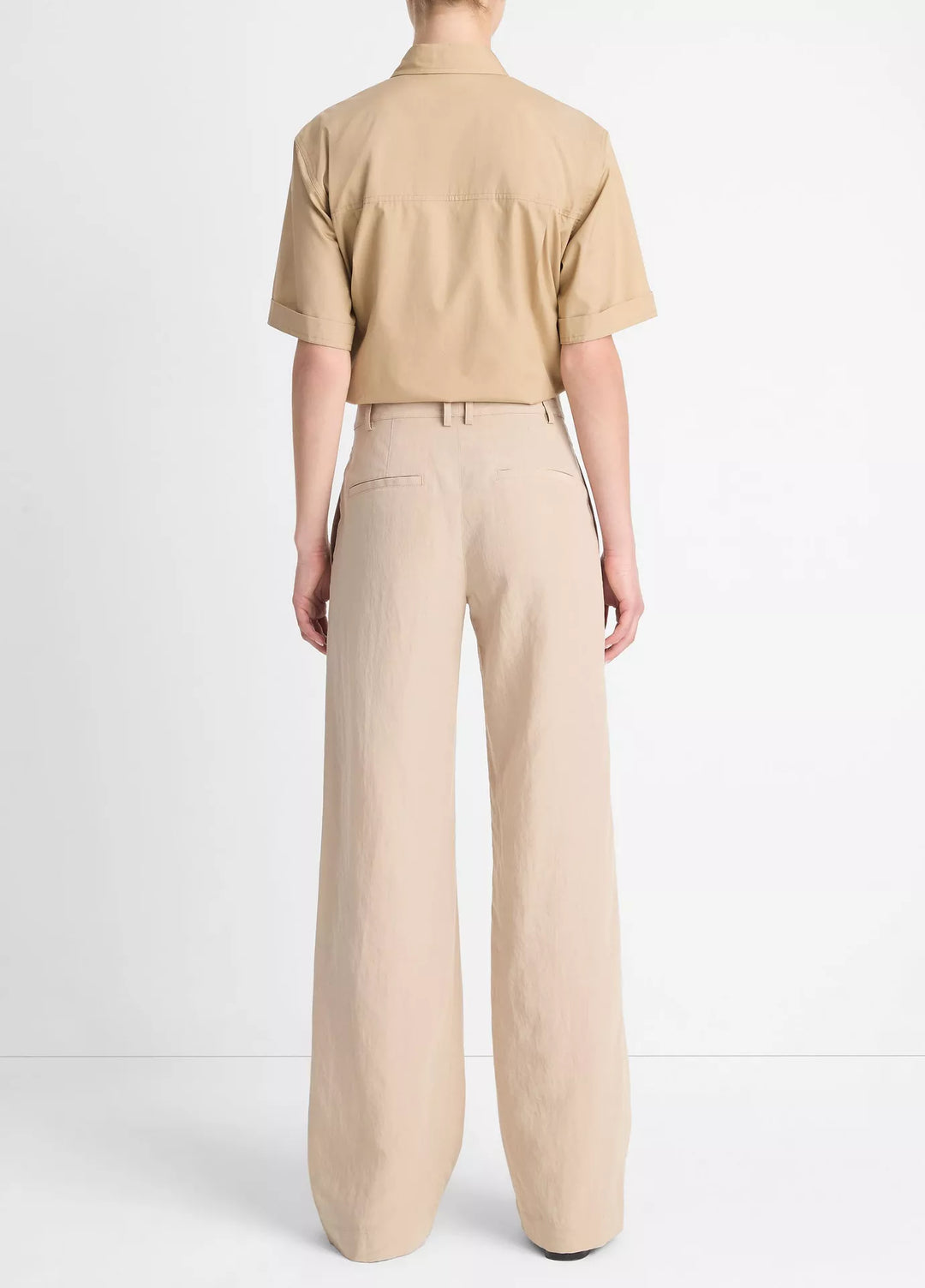 VINCE MID RISE TEXTURED WIDE LEG TROUSER