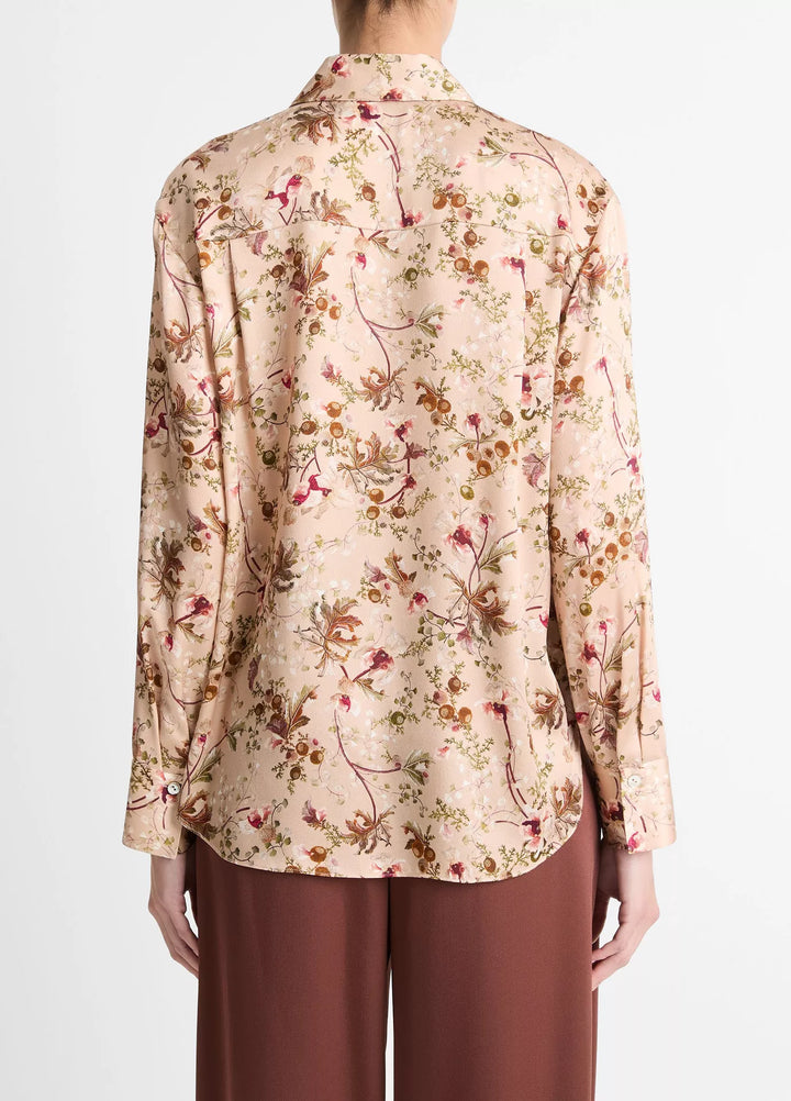 VINCE ORCHID VINE BIAS L/S BLOUSE