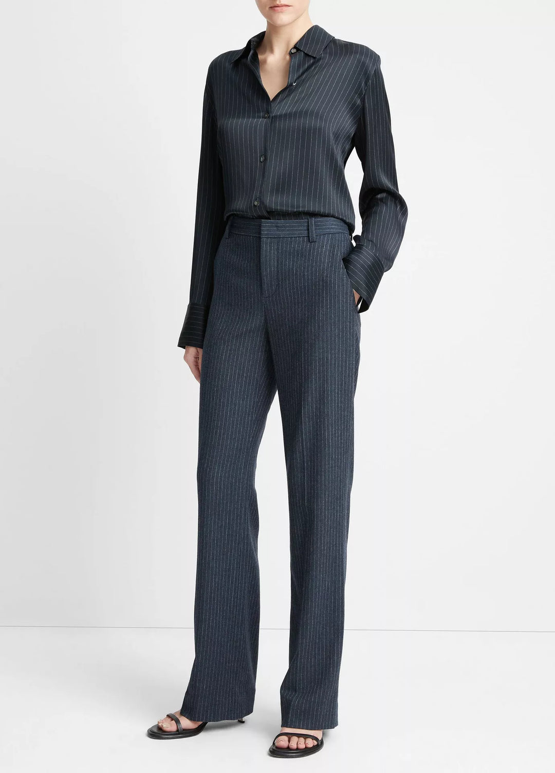 VINCE PINSTRIPE FLANNEL TROUSER