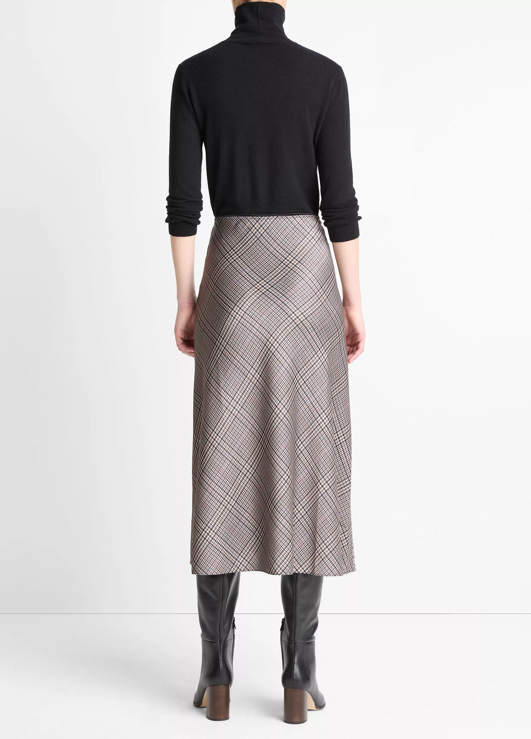 PRESSED PLAID SHAPED HEM SKIRT