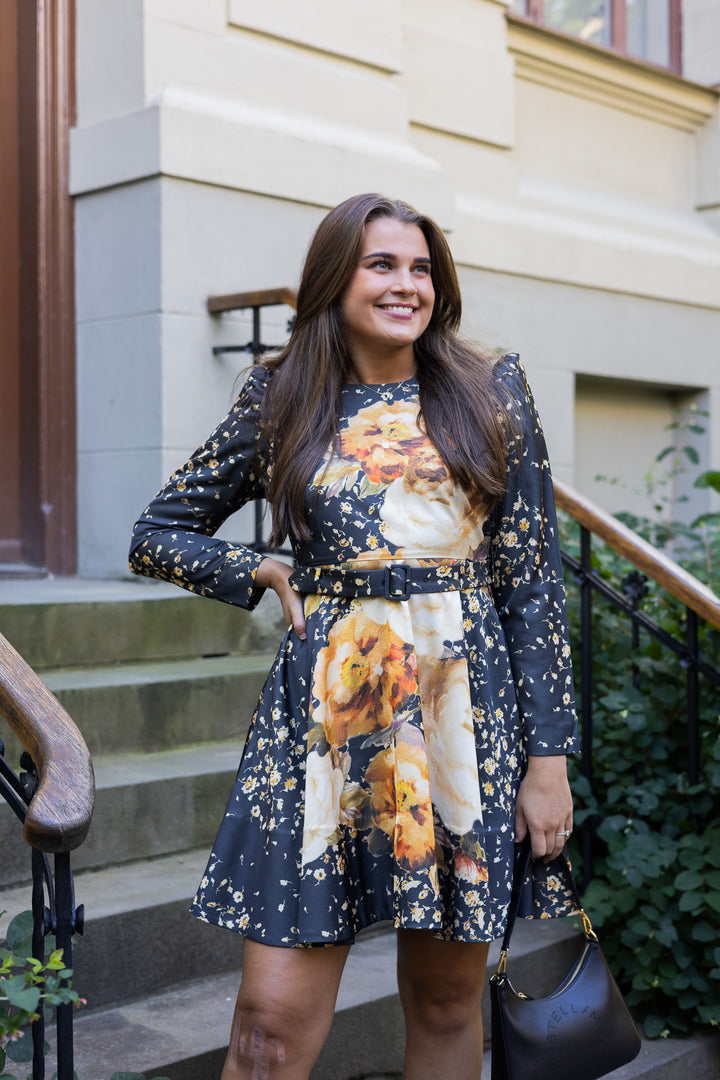 Tailored Satin Belt Dress