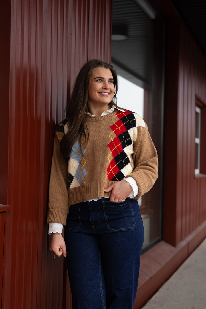 Chunky Wool Mix Argyle Knit