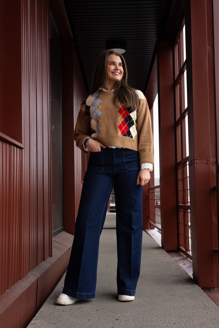 Chunky Wool Mix Argyle Knit