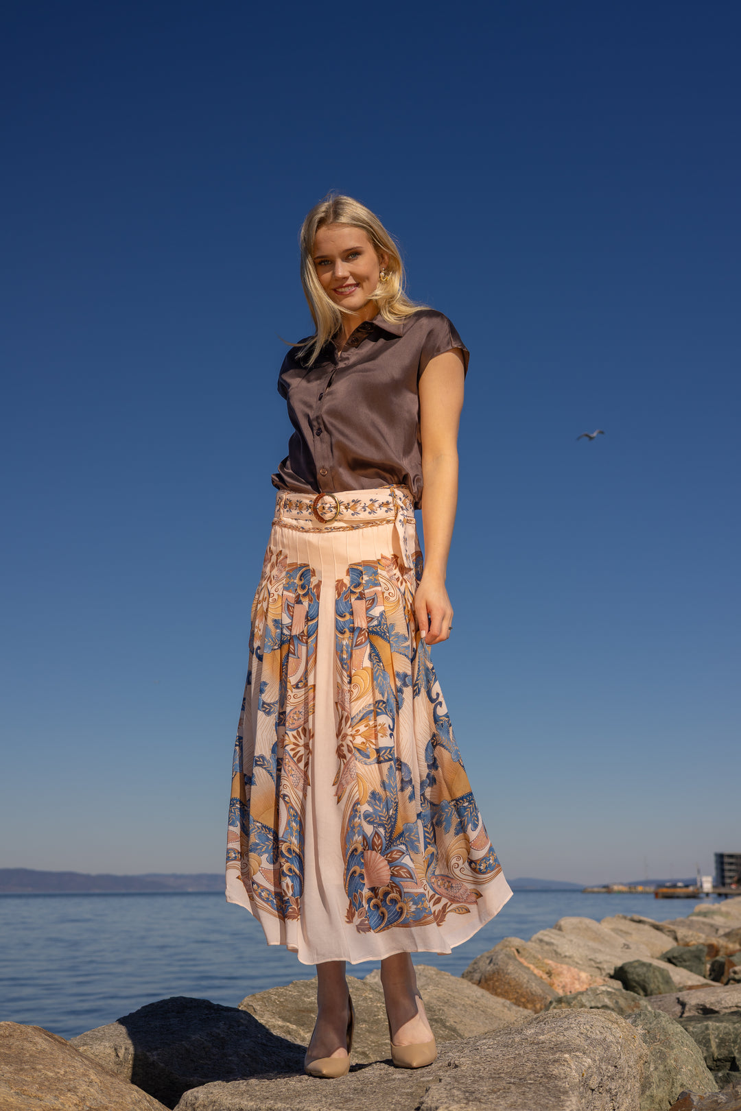 SEA GARDEN SCARF SOFT PINK MAXI SKIRT