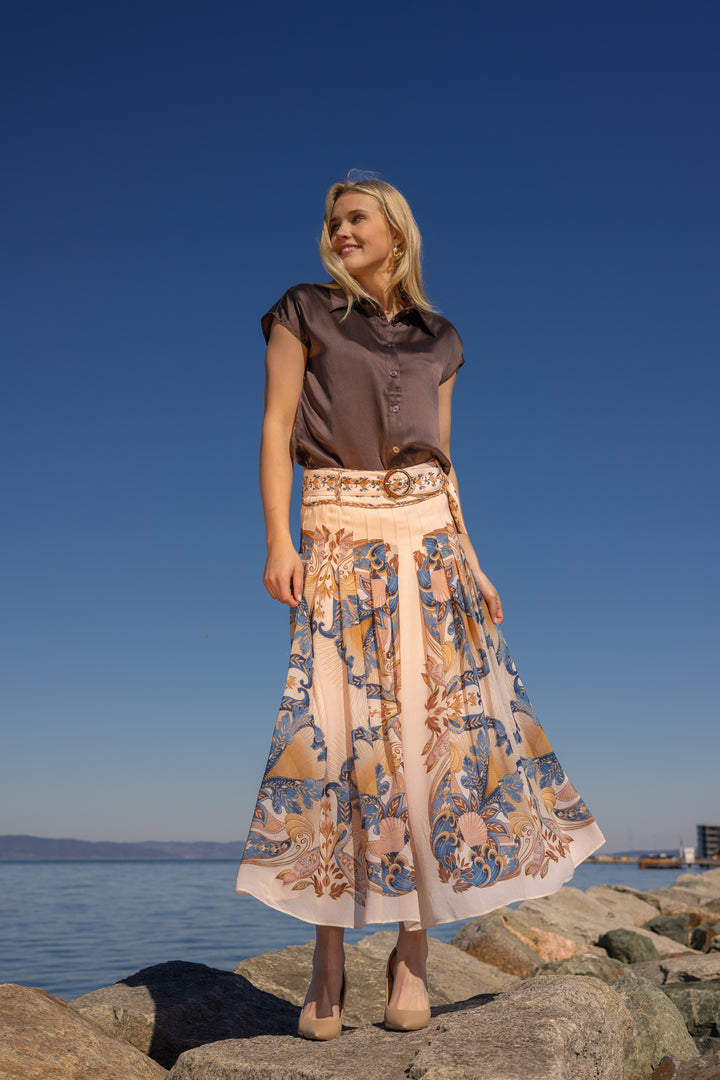SEA GARDEN SCARF SOFT PINK MAXI SKIRT