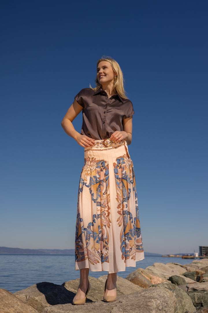 SEA GARDEN SCARF SOFT PINK MAXI SKIRT