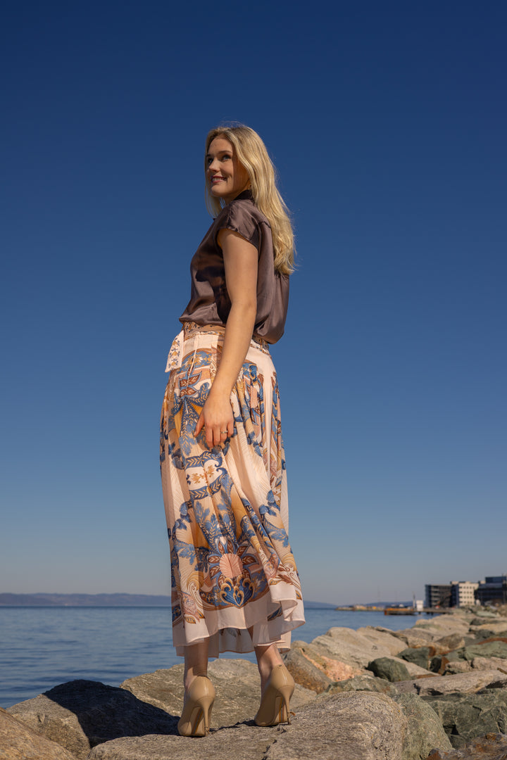 SEA GARDEN SCARF SOFT PINK MAXI SKIRT