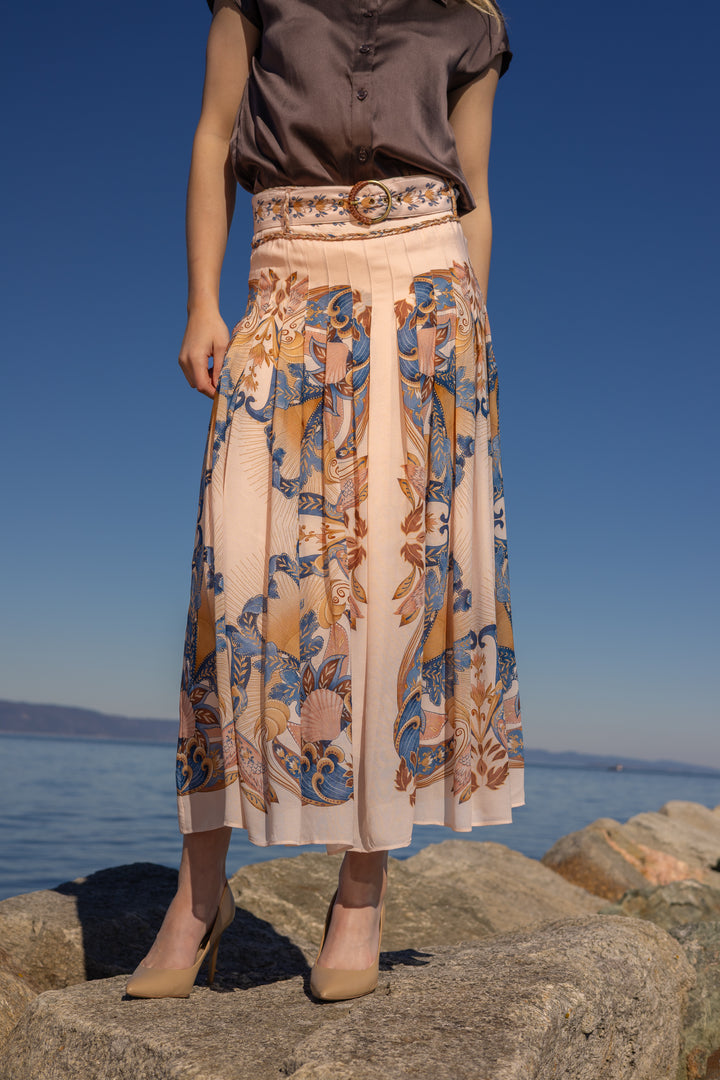 SEA GARDEN SCARF SOFT PINK MAXI SKIRT
