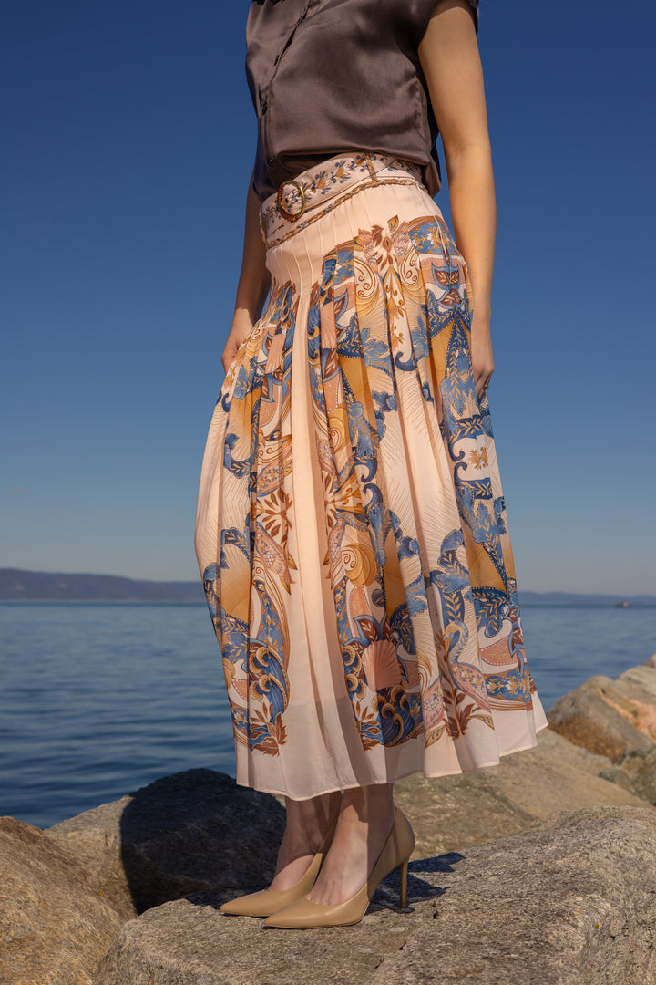 SEA GARDEN SCARF SOFT PINK MAXI SKIRT