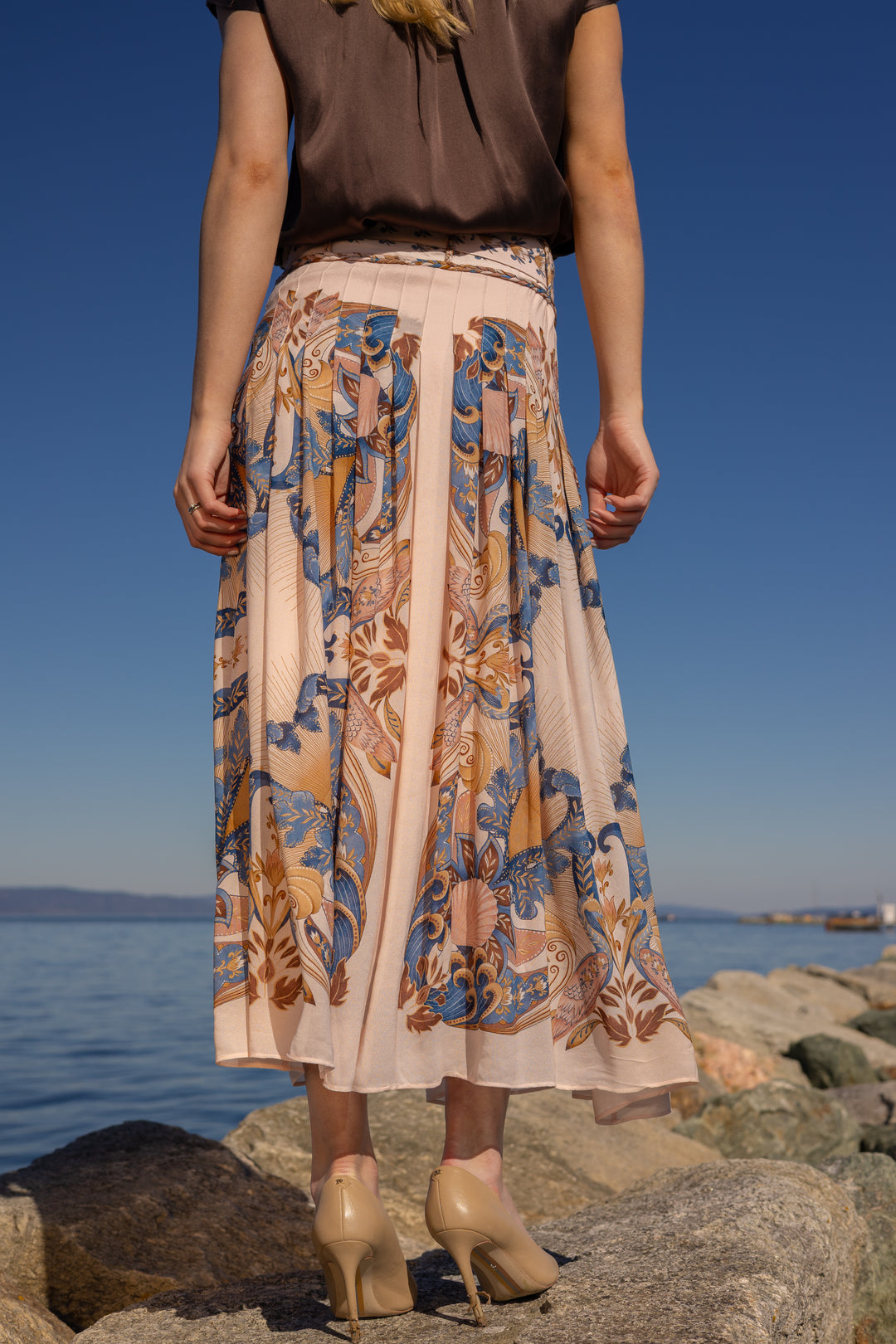 SEA GARDEN SCARF SOFT PINK MAXI SKIRT