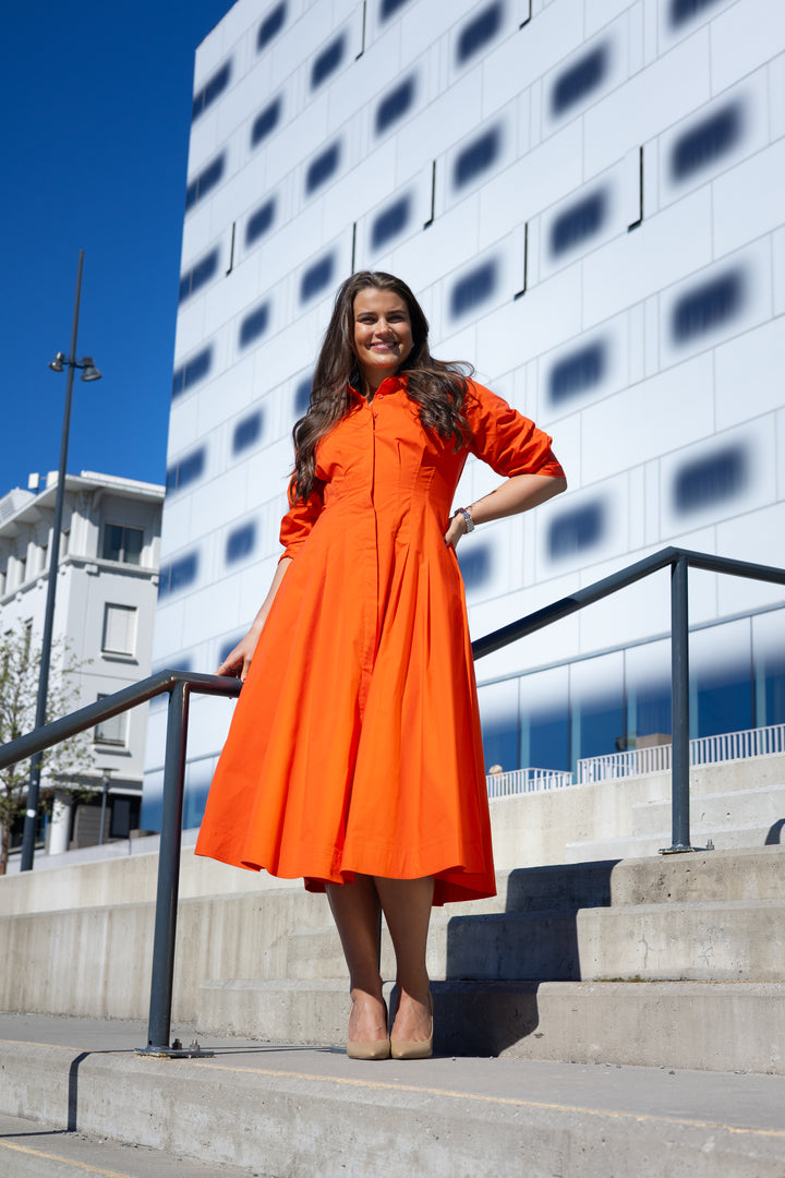 JAZZ PINTUCK MIDI DRESS