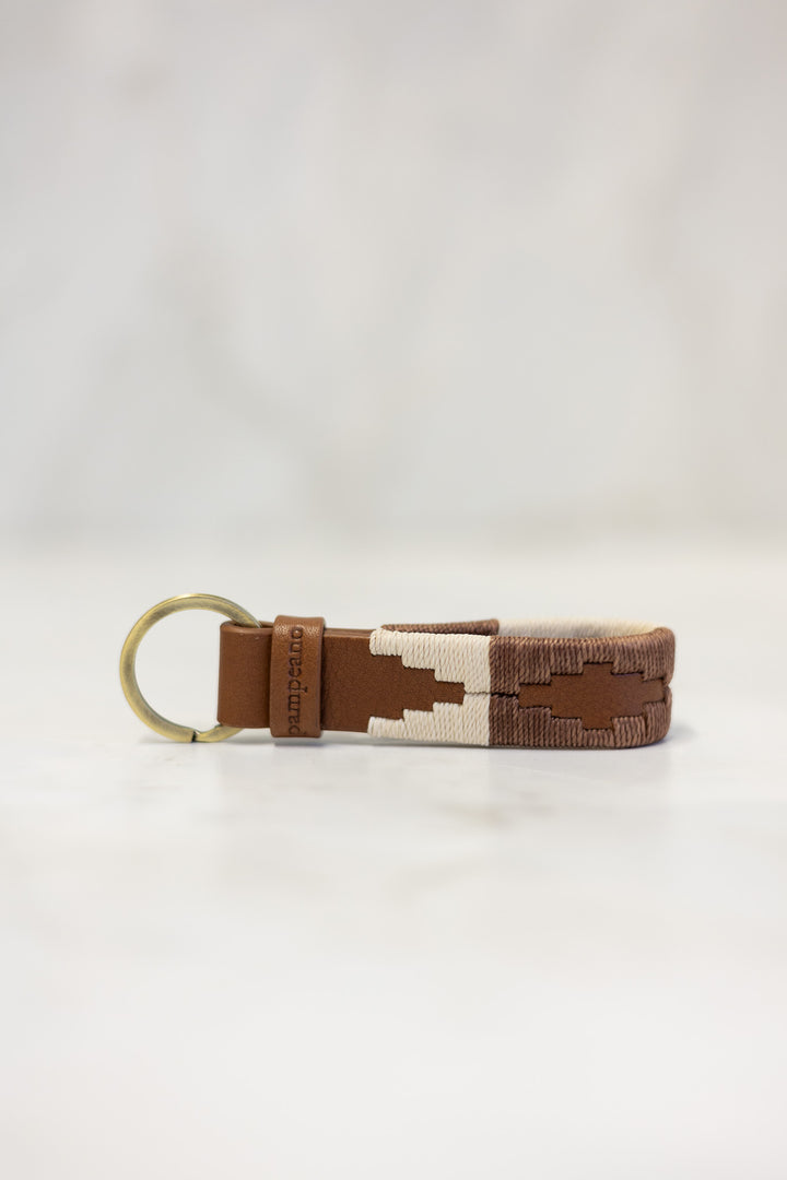 PAMPEANO Charro loop key ring - tan leather with cream