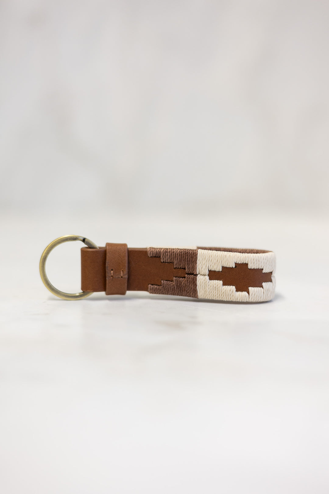 PAMPEANO Charro loop key ring - tan leather with cream