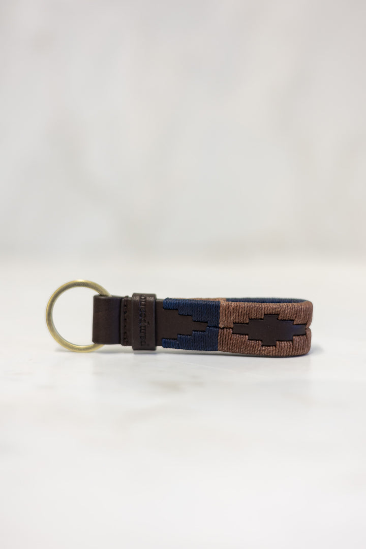 Charro loop key ring - brown leather with brown stitching