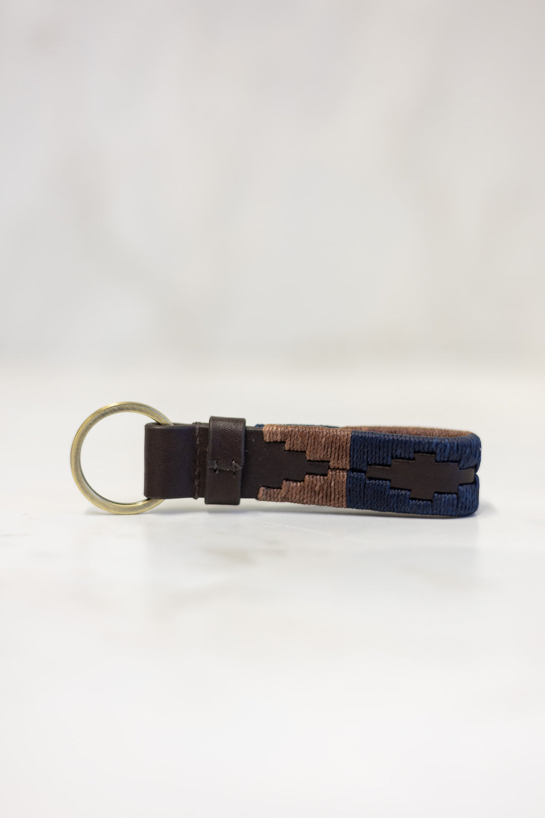 Charro loop key ring - brown leather with brown stitching