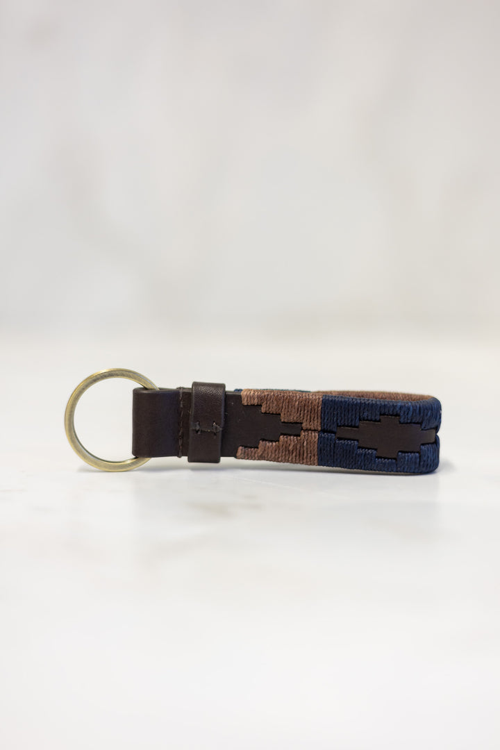 Charro loop key ring - brown leather with brown stitching