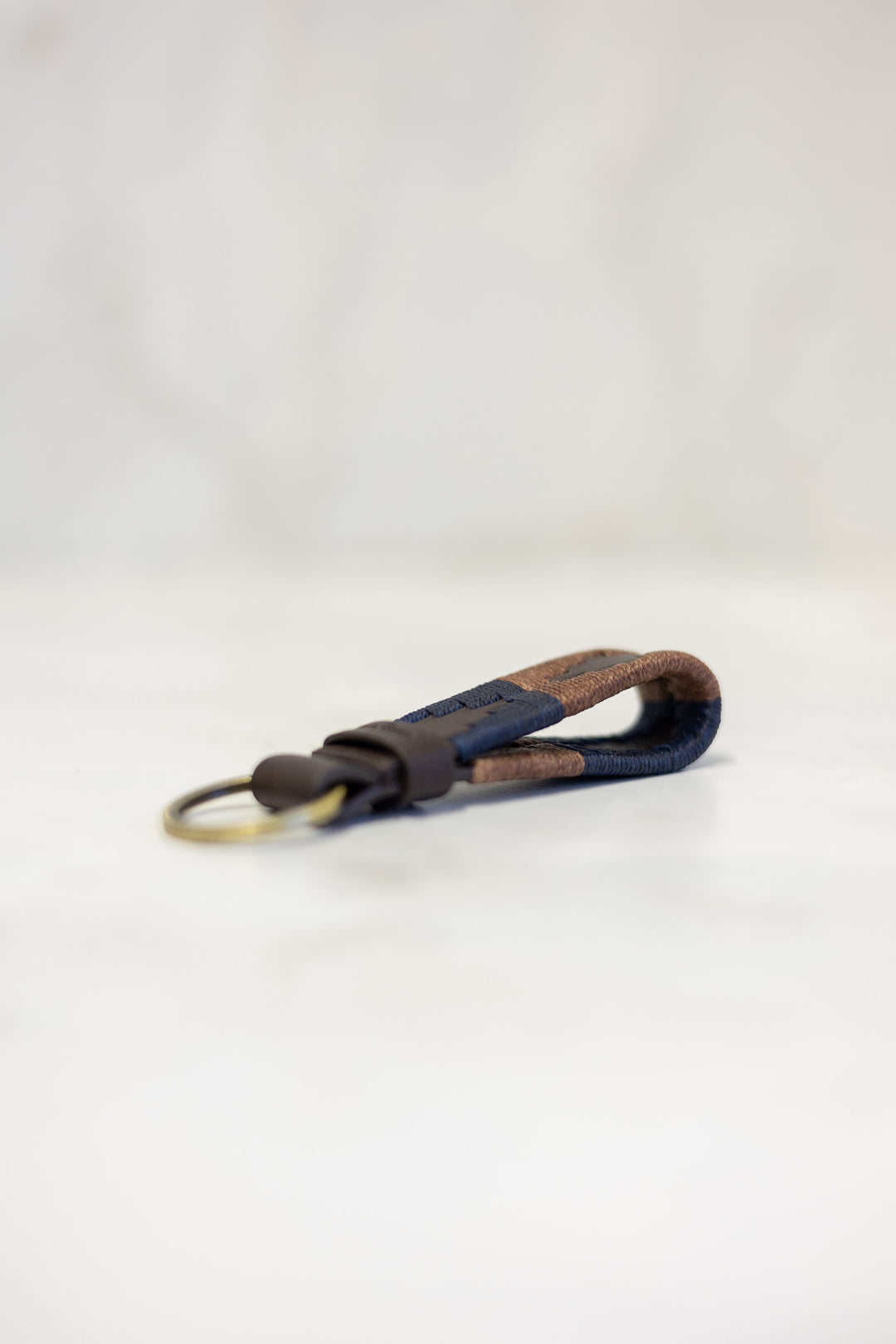 Charro loop key ring - brown leather with brown stitching