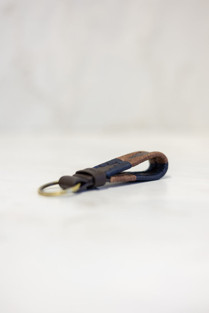 Charro loop key ring - brown leather with brown stitching