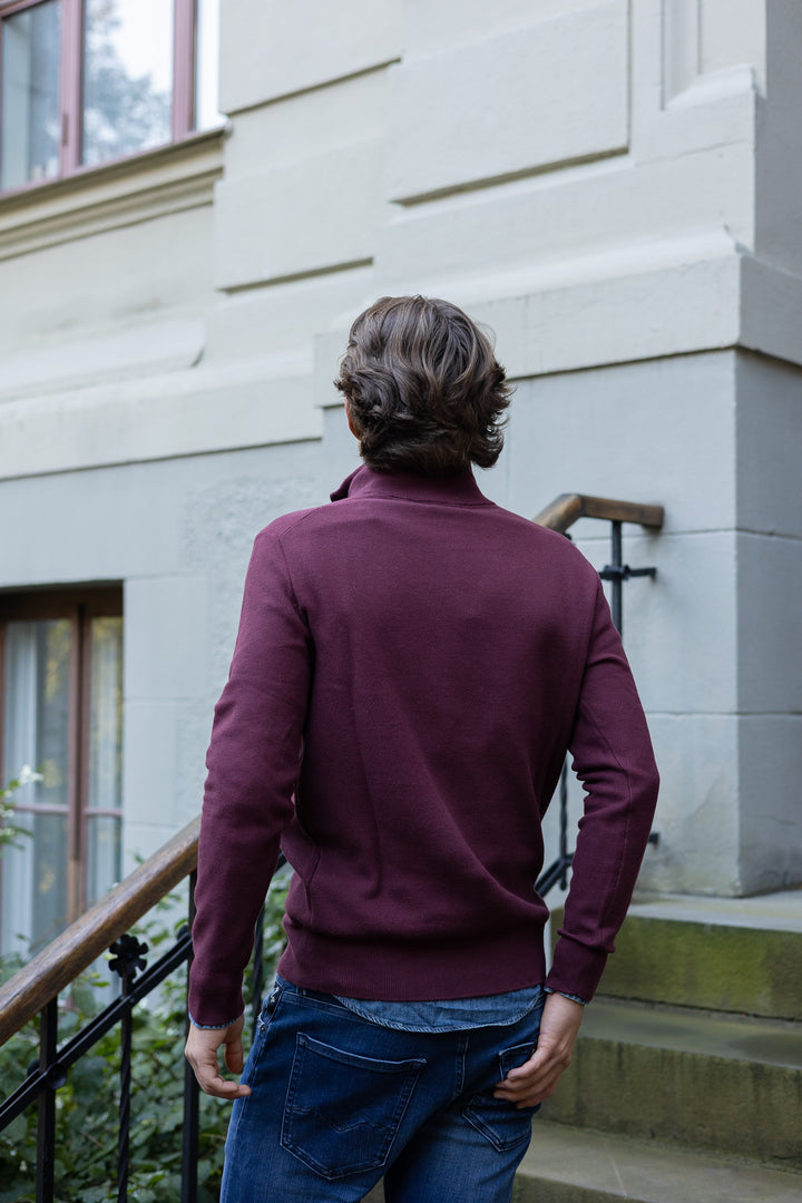 Mesh-Knit Cotton Quarter-Zip Jumper