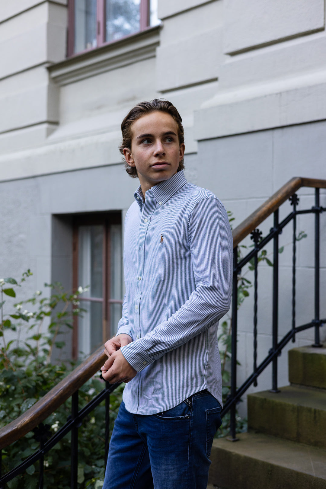 POLO RAPLH LAUREN Striped Knit Oxford Shirt