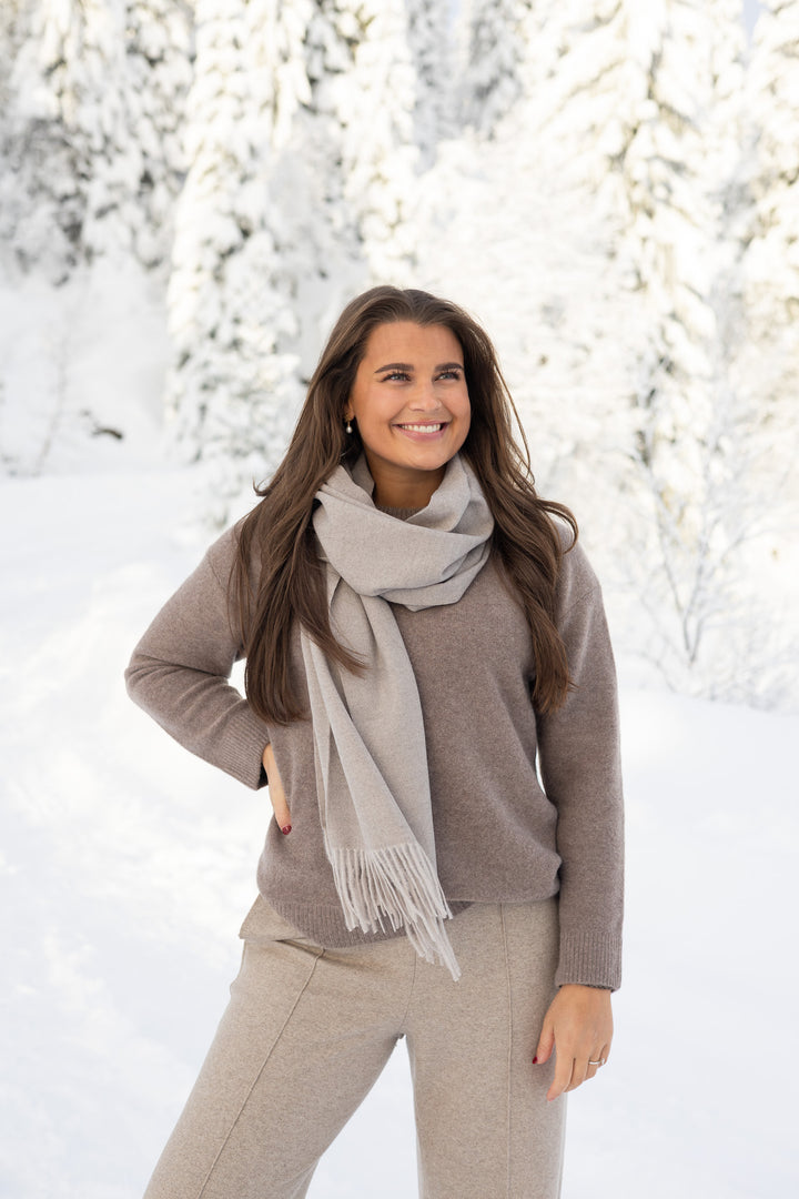 Nye ull cashmere skjerf med frynser