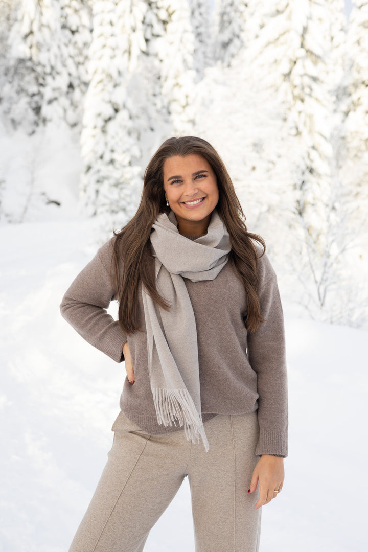 Nye ull cashmere skjerf med frynser