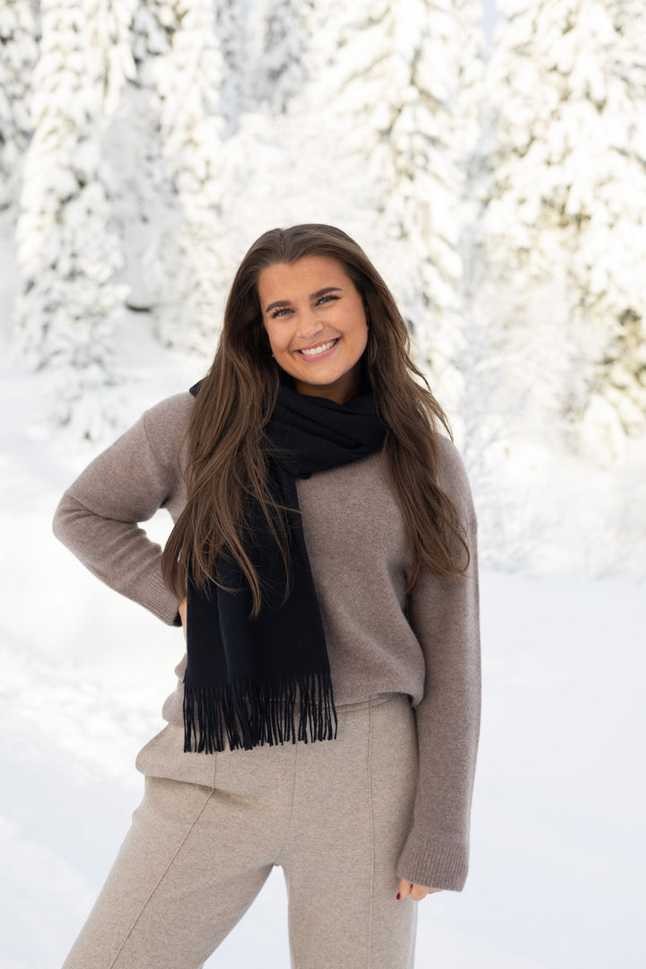 Nye ull cashmere skjerf med frynser