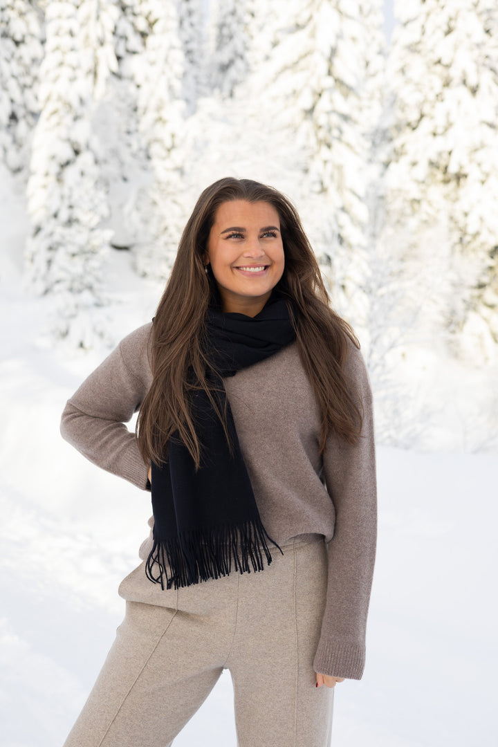 Nye ull cashmere skjerf med frynser
