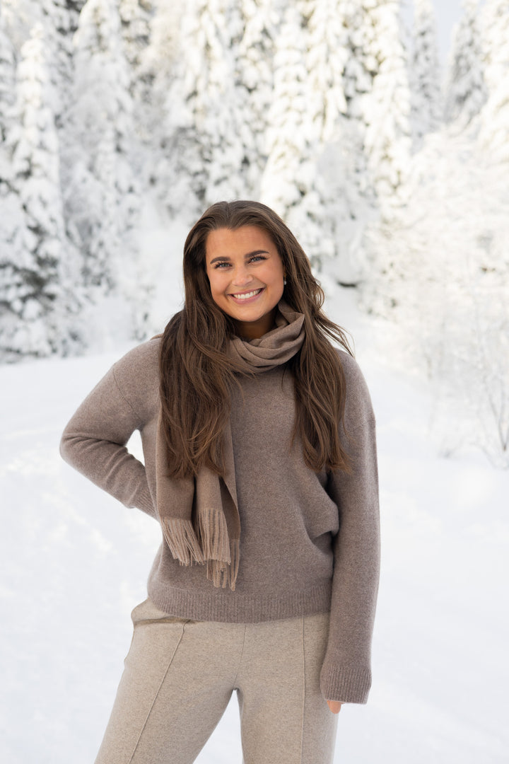 Nye ull cashmere skjerf med frynser