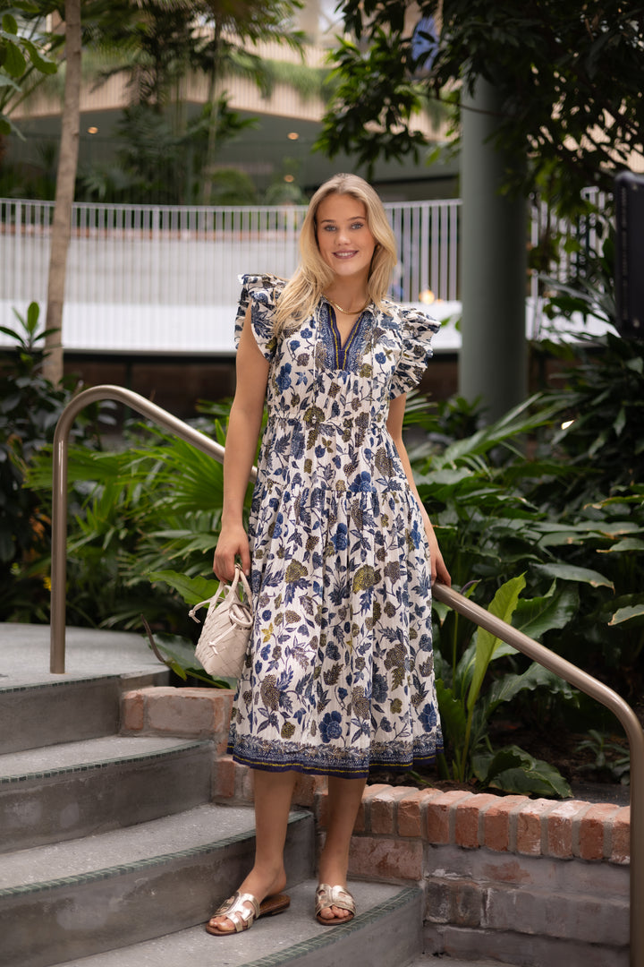 Kairi Flutter Sleeve Midi Dress