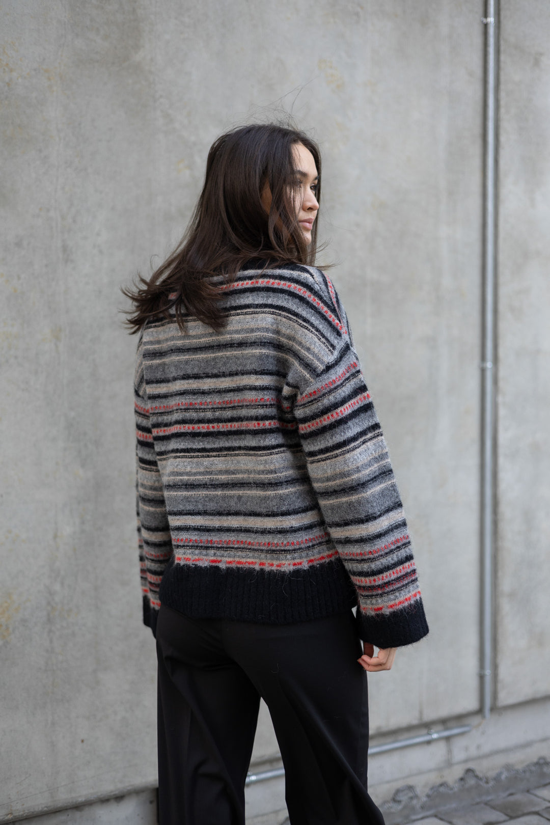 GANNI Soft Wool Stripe Boxy Cardigan