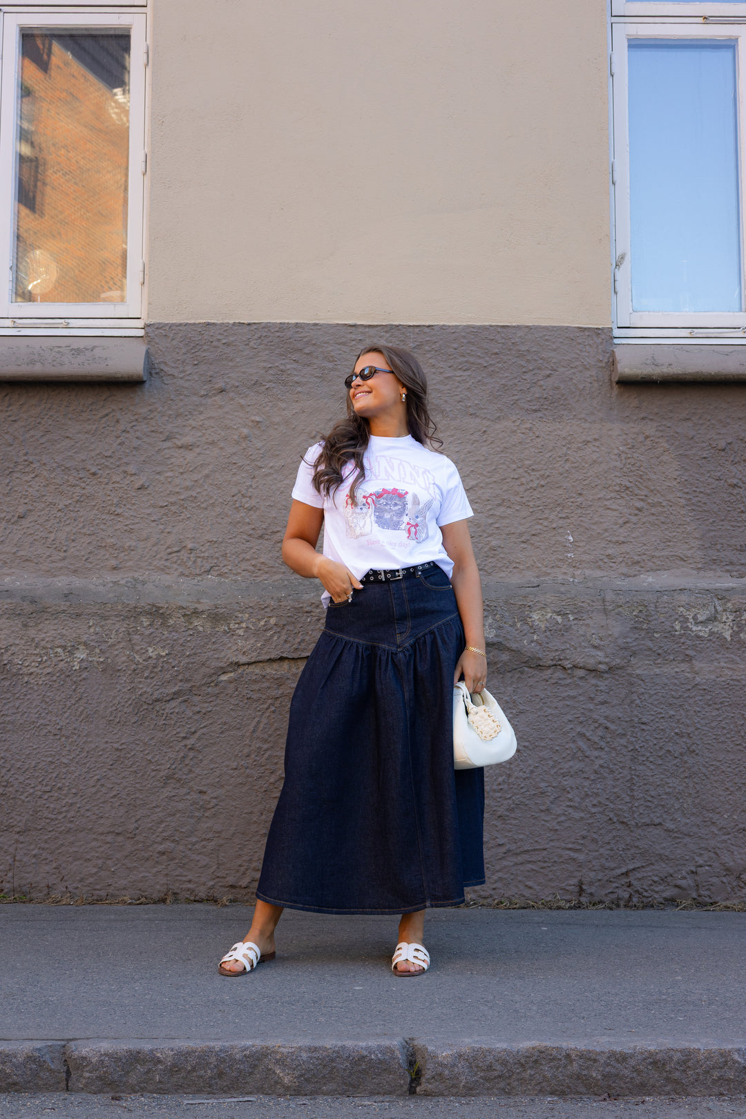 Stretch Denim Long Skirt