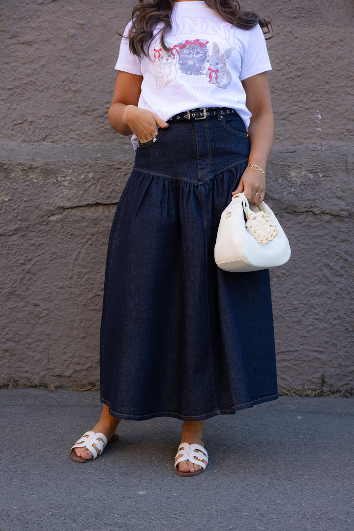 Stretch Denim Long Skirt