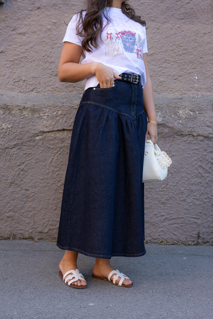 Stretch Denim Long Skirt