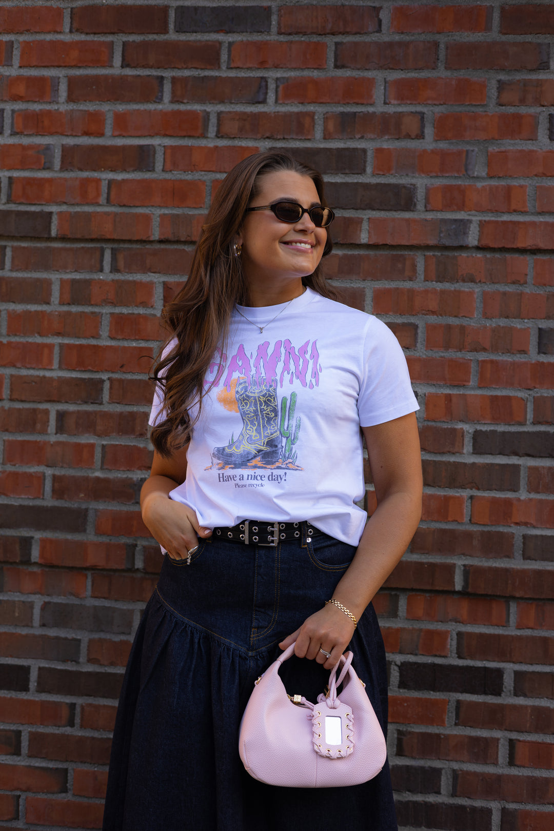 Basic Cotton Jersey T-shirt Boots Print