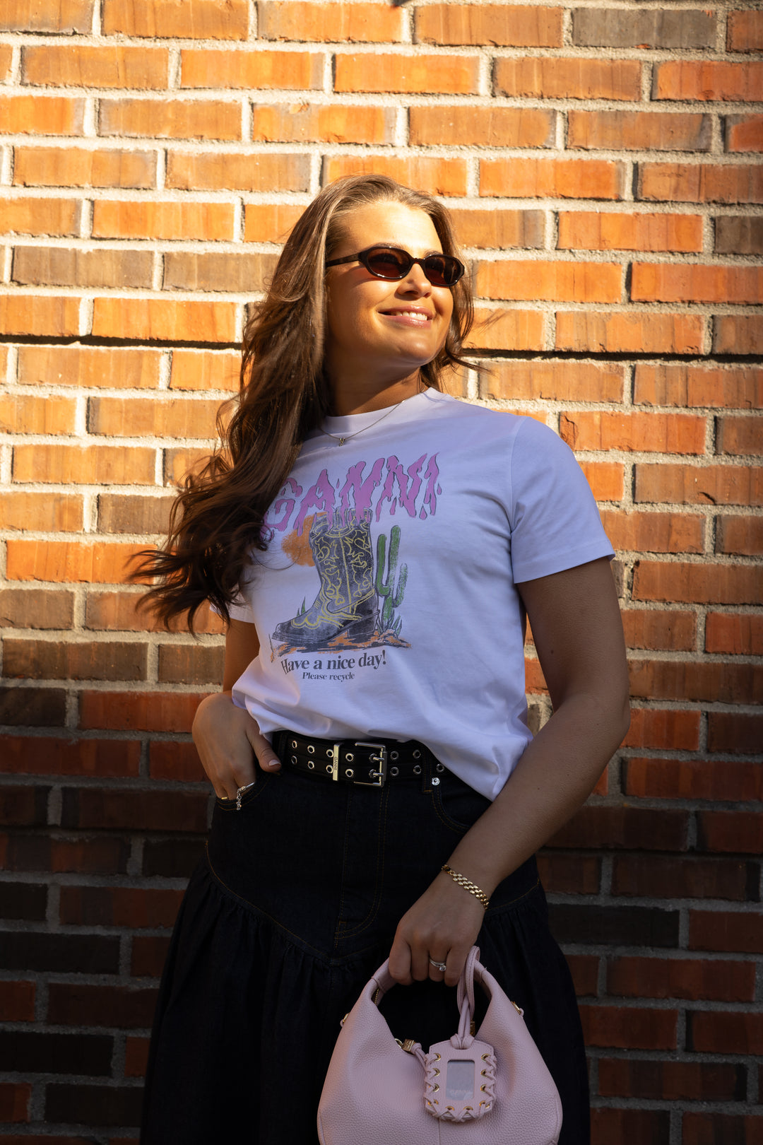 Basic Cotton Jersey T-shirt Boots Print
