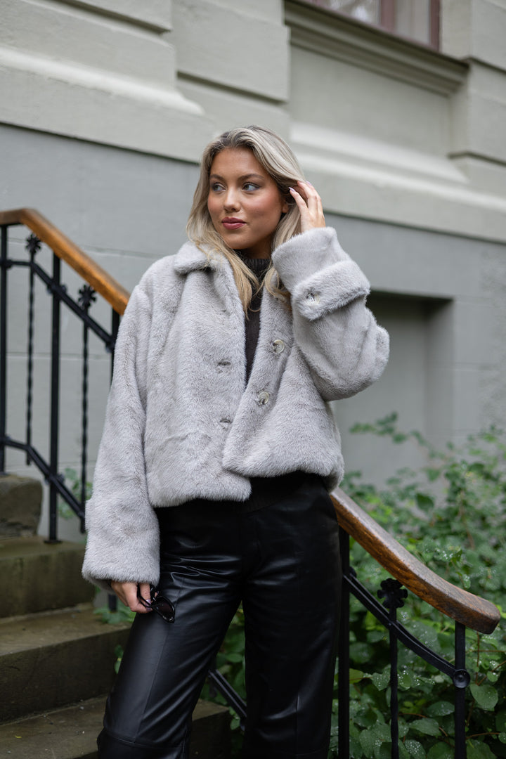 MEOTINE KELLY FUR JACKET - LIGHT GREY