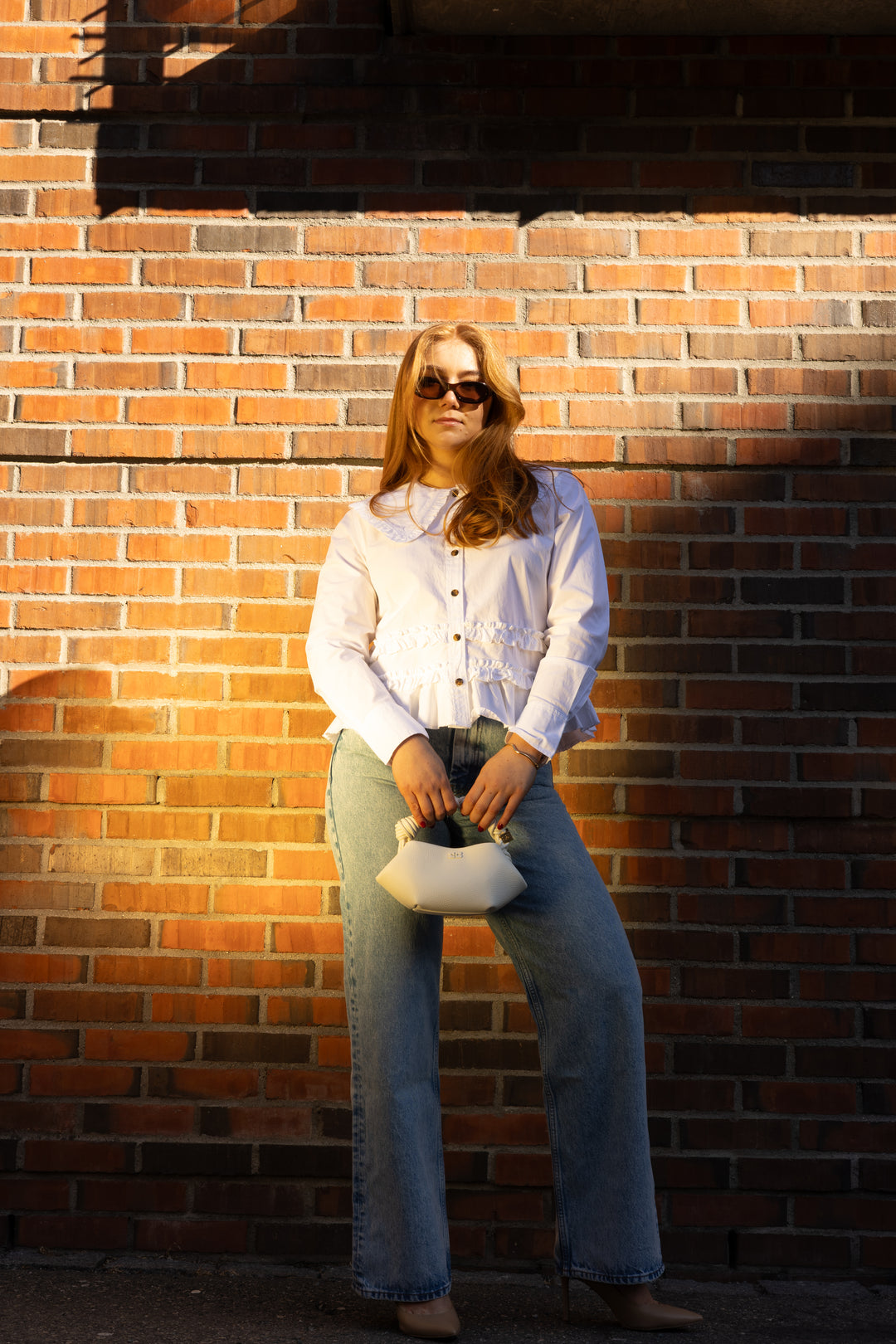 Stretch Cotton Shirt w. Frills