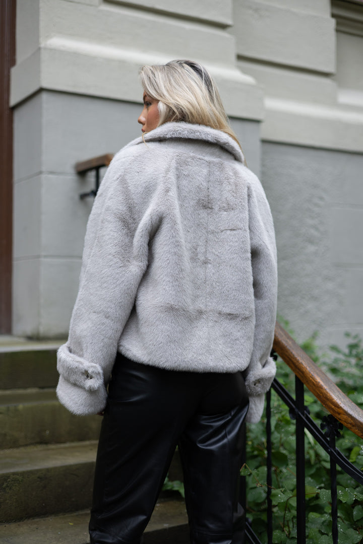 MEOTINE KELLY FUR JACKET - LIGHT GREY