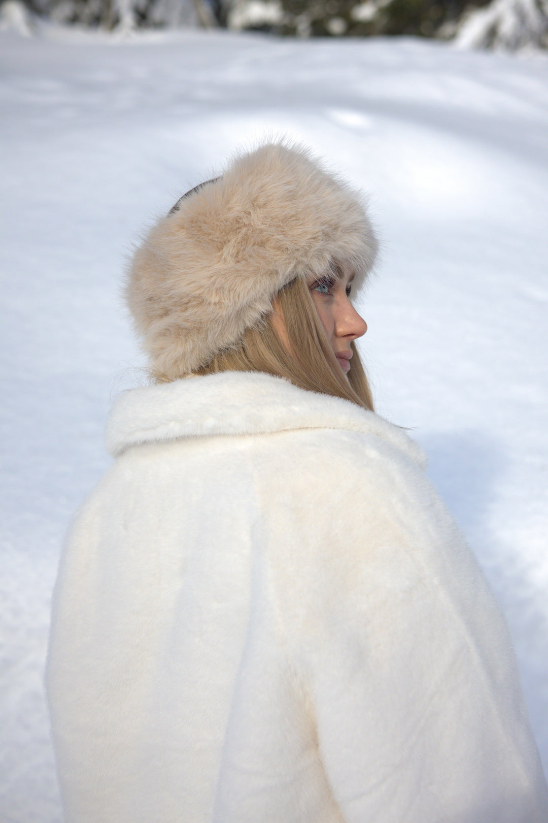 Exclusive fuskepels hårbånd bred lys beige