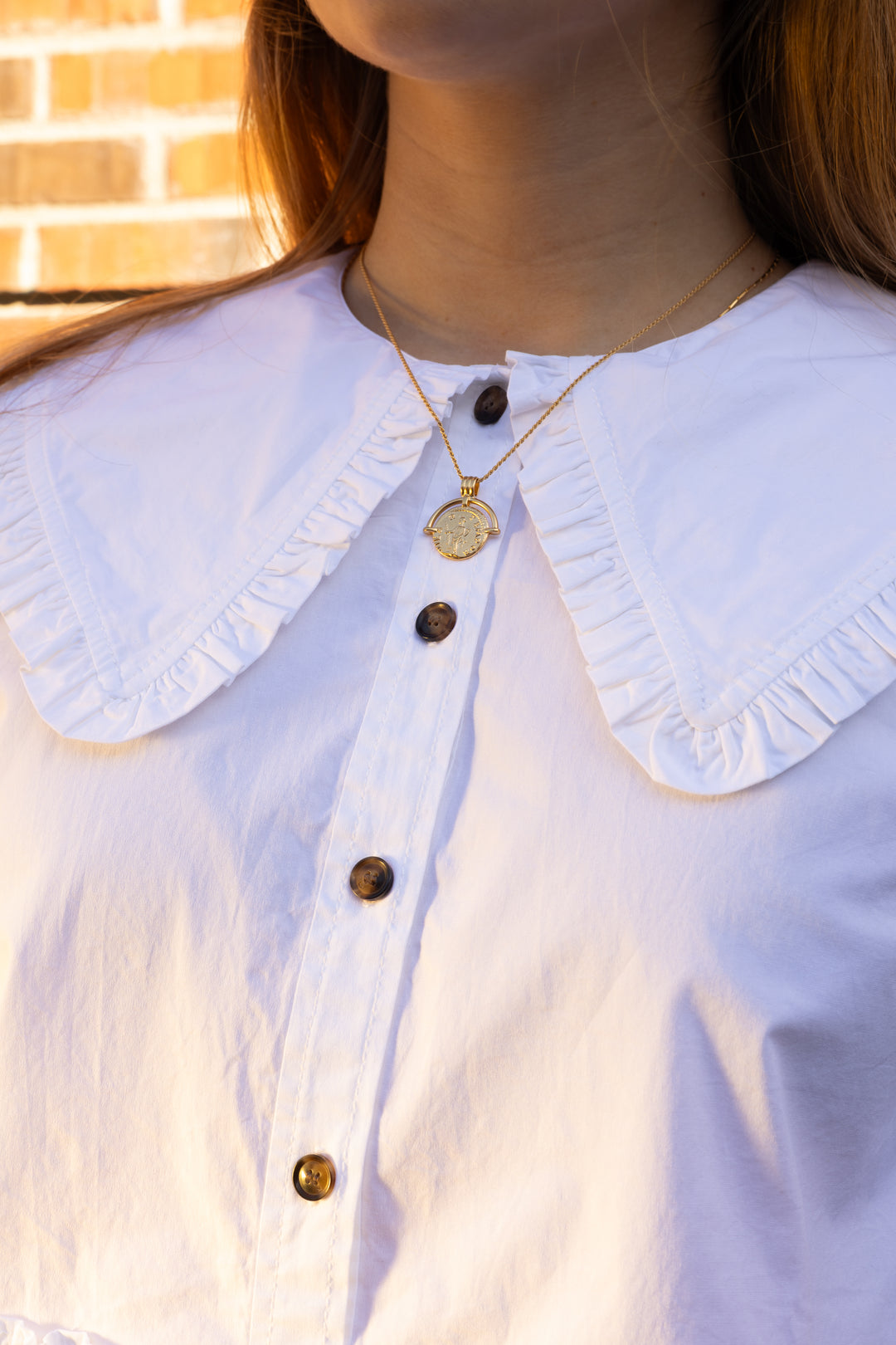 Stretch Cotton Shirt w. Frills