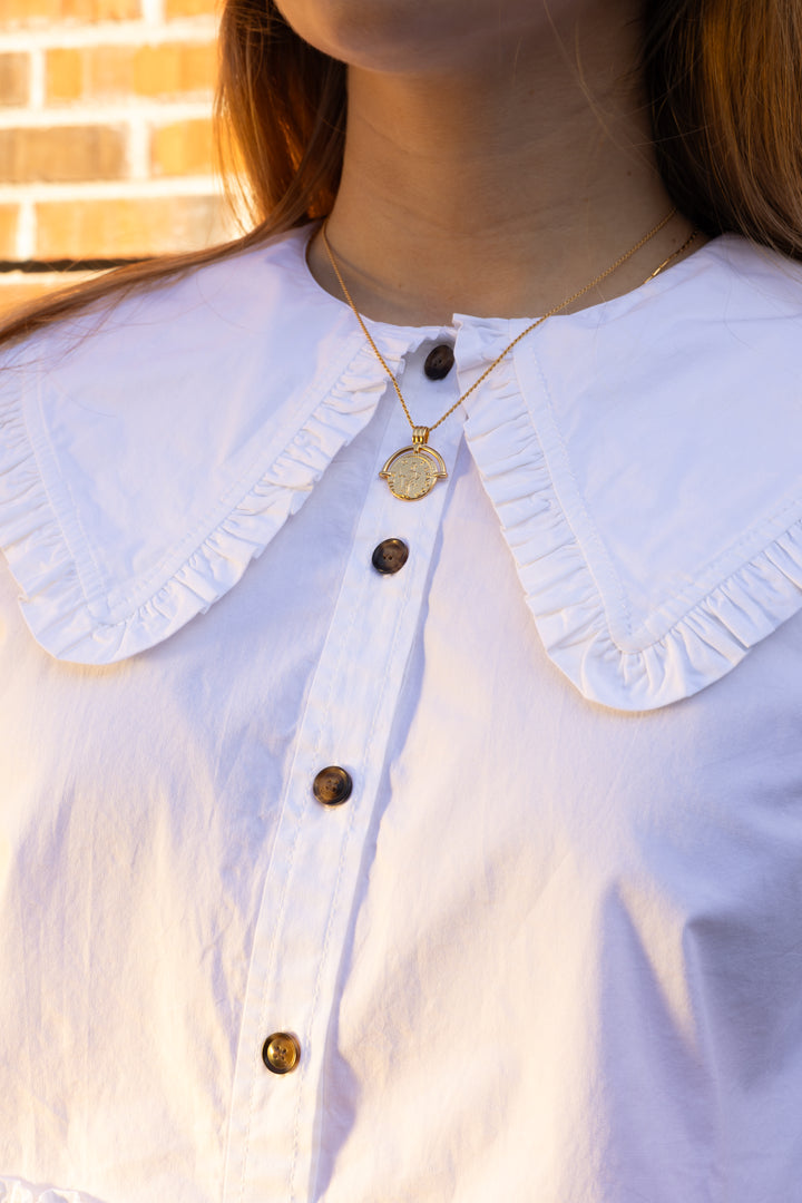 Stretch Cotton Shirt w. Frills