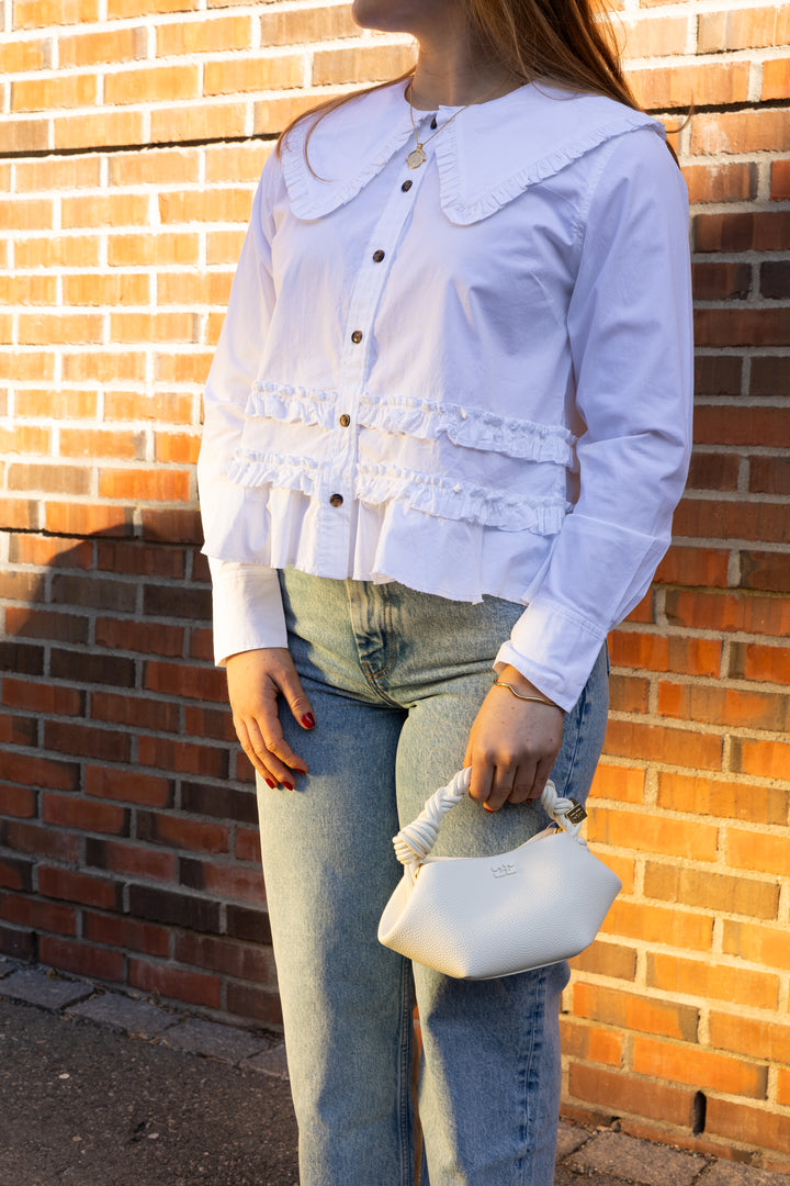 Stretch Cotton Shirt w. Frills