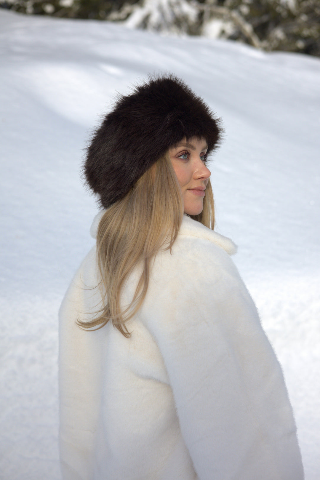 Exclusive fuskepels hårbånd bred sort