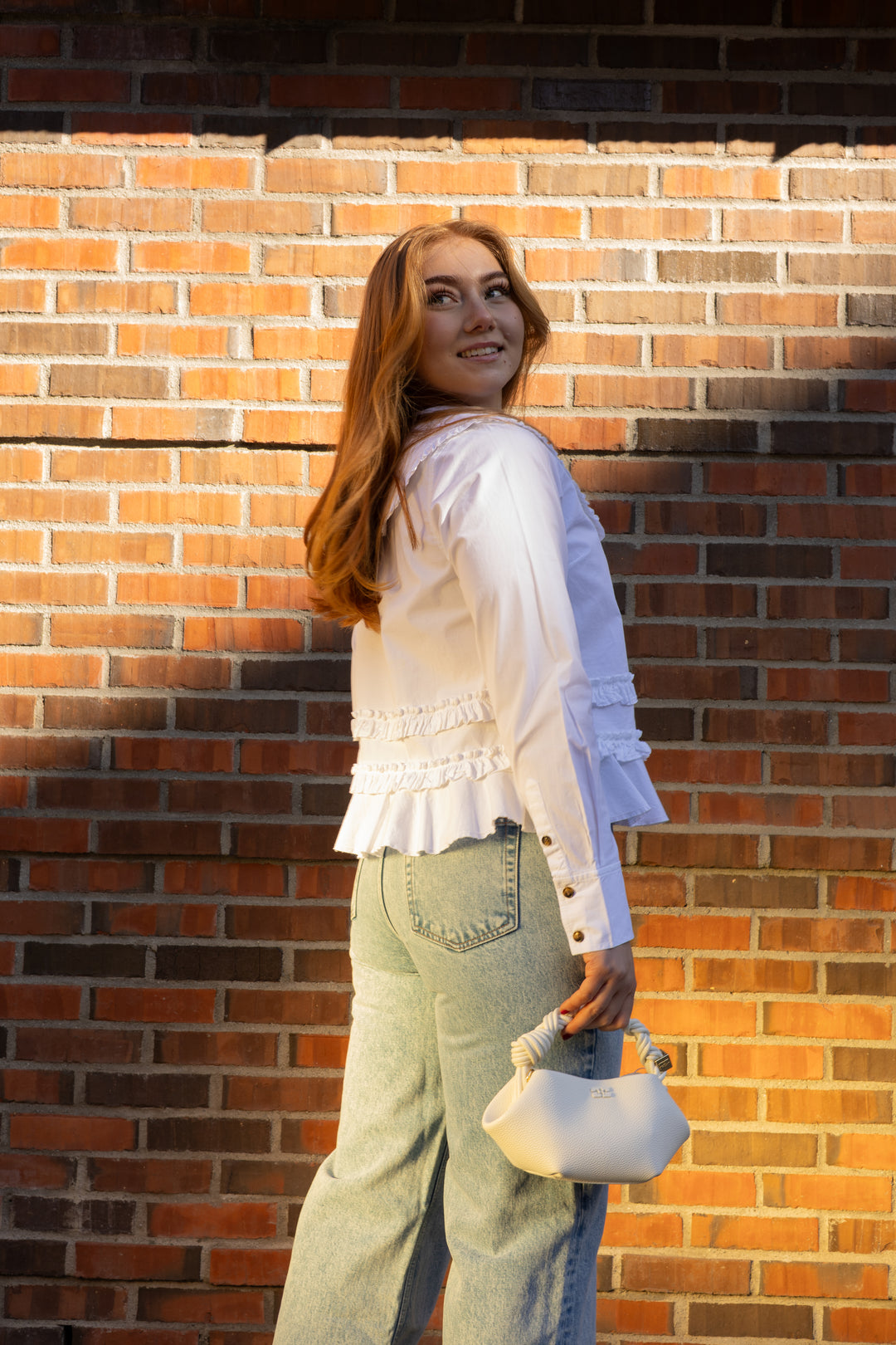 Stretch Cotton Shirt w. Frills