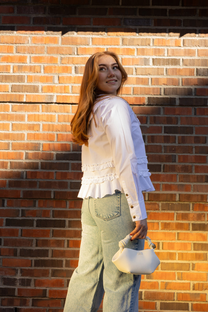 Stretch Cotton Shirt w. Frills
