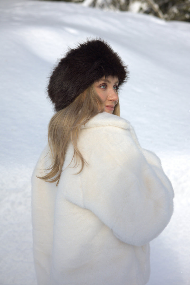 Exclusive fuskepels hårbånd bred sort