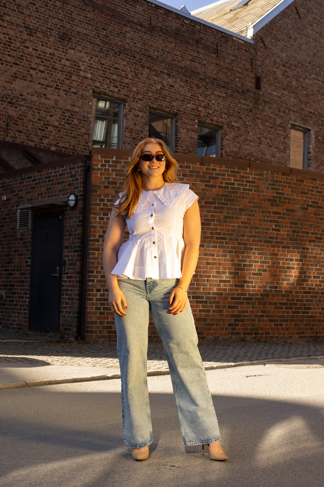Stretch Cotton Peter Pan Collar Shirt